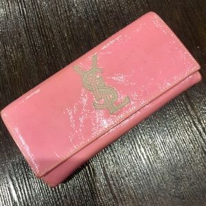 YSL pink patent leather wallet